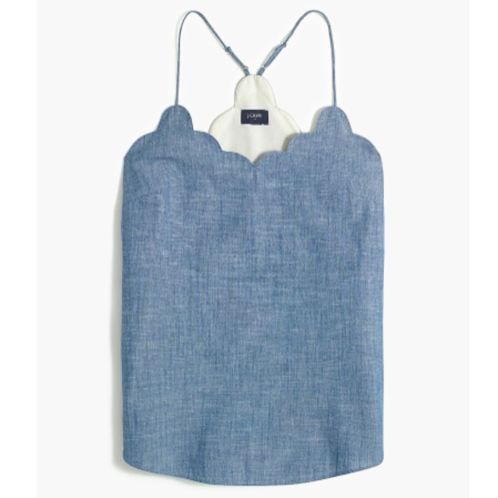 J. Crew Light Blue Scallop-Edge Chambray Camisole